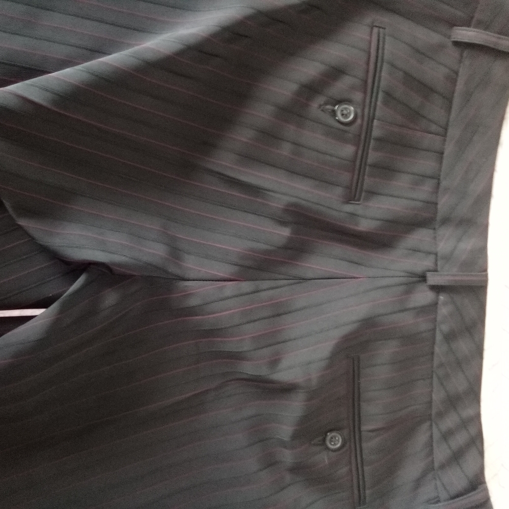 Editer Y2K Corporate Business Goth Black With Red Pinstripes Trousers Size 10 - Picture 5 of 6